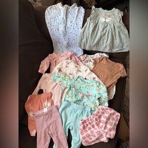 Big lots Baby Girl 0-3 Months Clothes 12 pcs Swaddleme sleep bag L